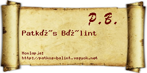 Patkós Bálint névjegykártya